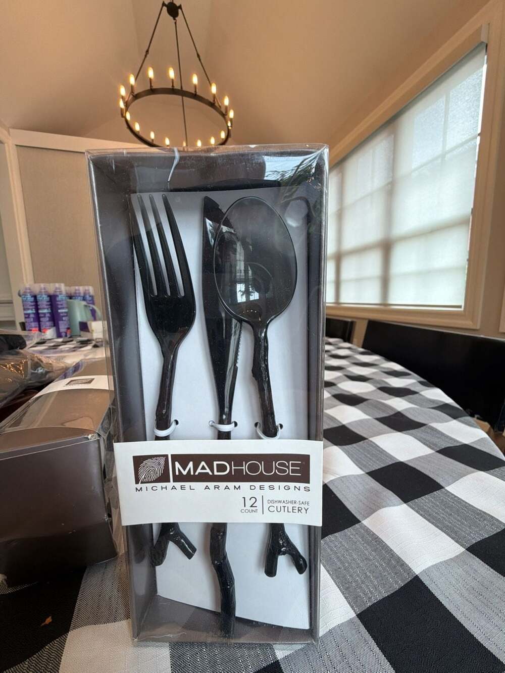 MADHOUSE Michael Aram Designs Twig Disposable 12-Count Cutlery Set - Black